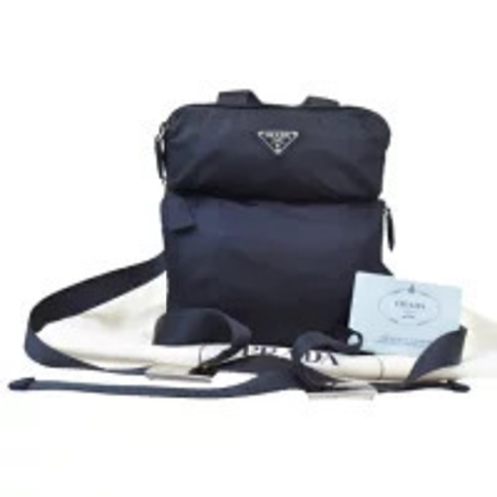 Prada Tessuto crossbody bag signature enamelled triangle Blue